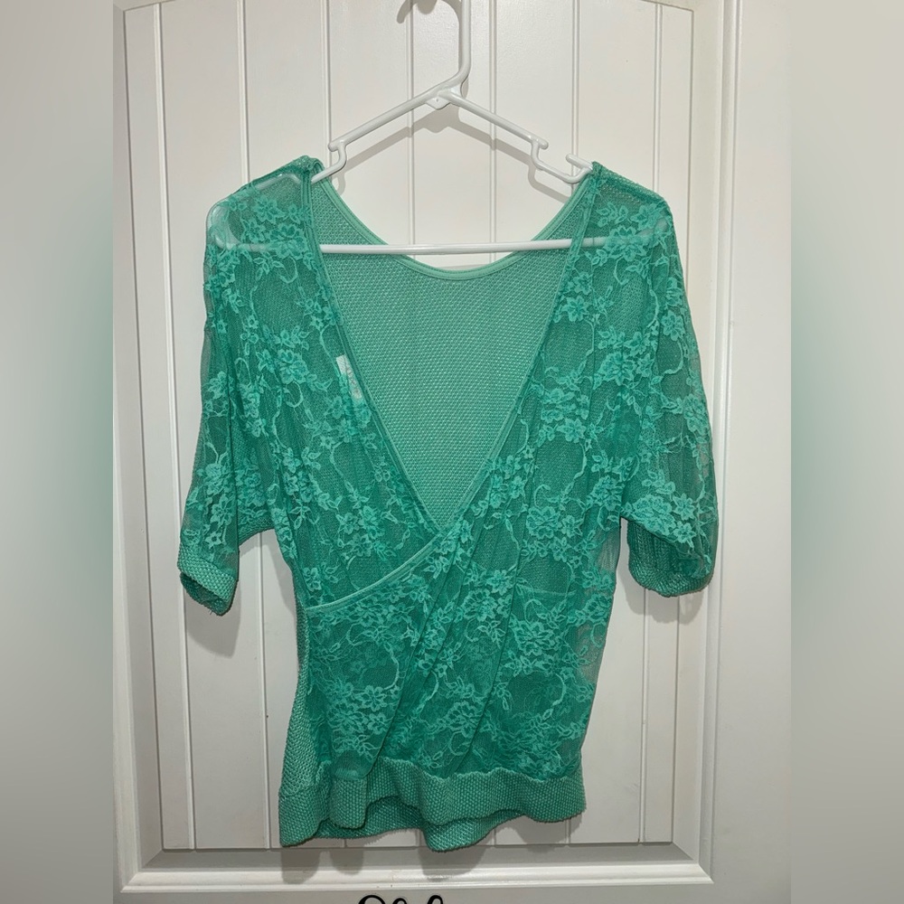 Vintage January 7 Mint Green Lace Top